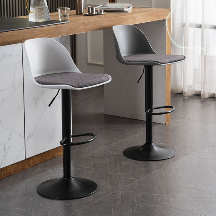 Industrial Fabric Bar Stools Swivel Adjustable Height Bar Stool with Footrest