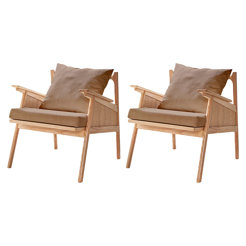 Scandinavian Solid Wood Accent Armchair with Pillow Back and 4 Legs