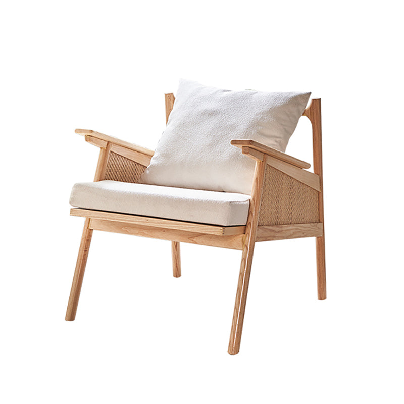 Scandinavian Solid Wood Accent Armchair with Pillow Back and 4 Legs