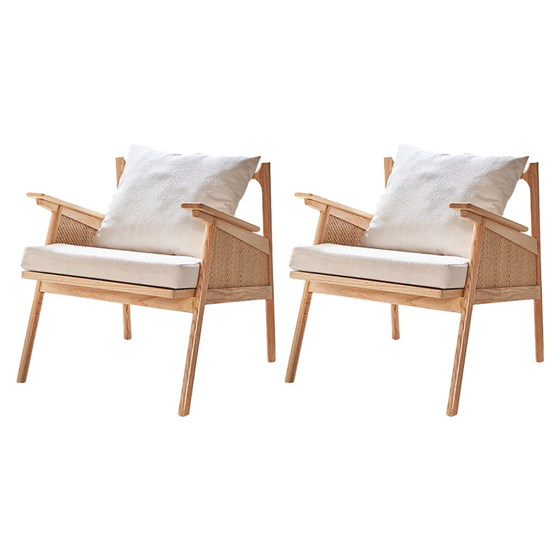 Scandinavian Solid Wood Accent Armchair with Pillow Back and 4 Legs