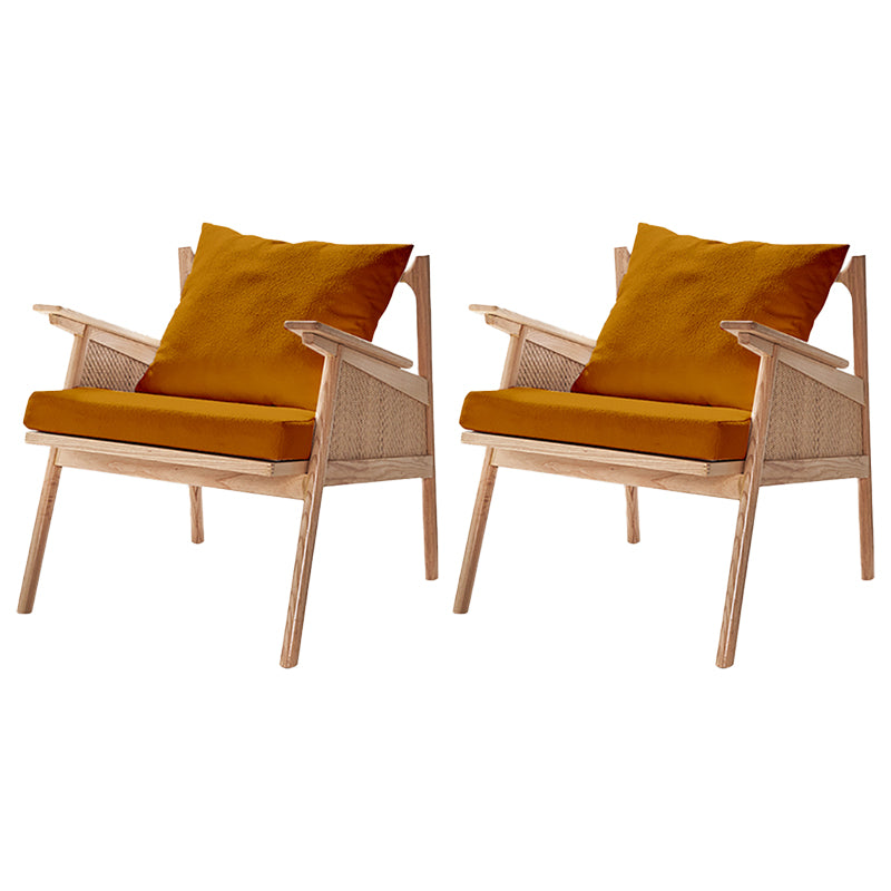 Scandinavian Solid Wood Accent Armchair with Pillow Back and 4 Legs