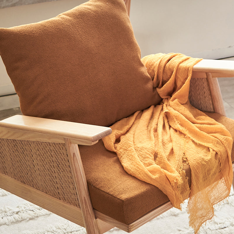 Scandinavian Solid Wood Accent Armchair with Pillow Back and 4 Legs