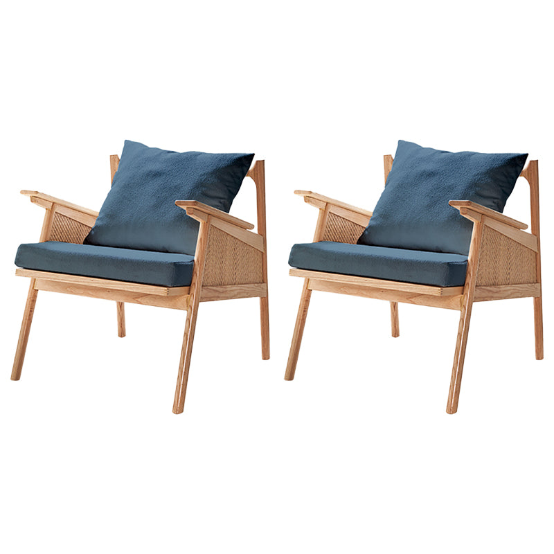 Scandinavian Solid Wood Accent Armchair with Pillow Back and 4 Legs