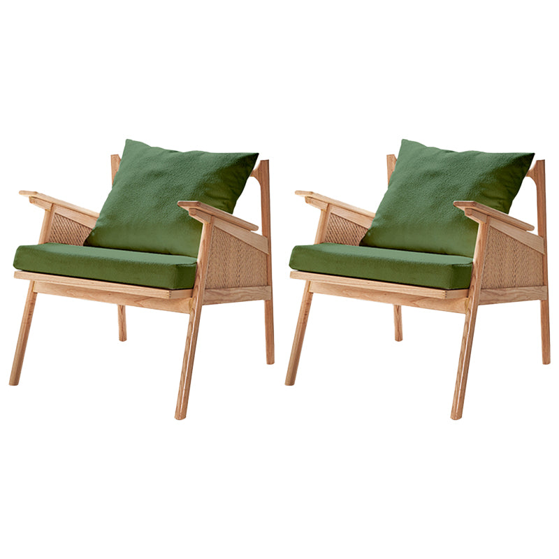 Scandinavian Solid Wood Accent Armchair with Pillow Back and 4 Legs