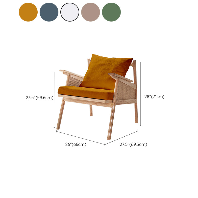 Scandinavian Solid Wood Accent Armchair with Pillow Back and 4 Legs