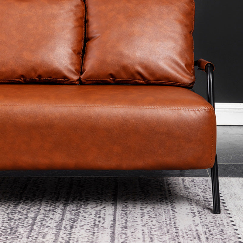 25.59" Wide Faux Leather Metal Frame Sofa 3 Seater Sofa for Living Room