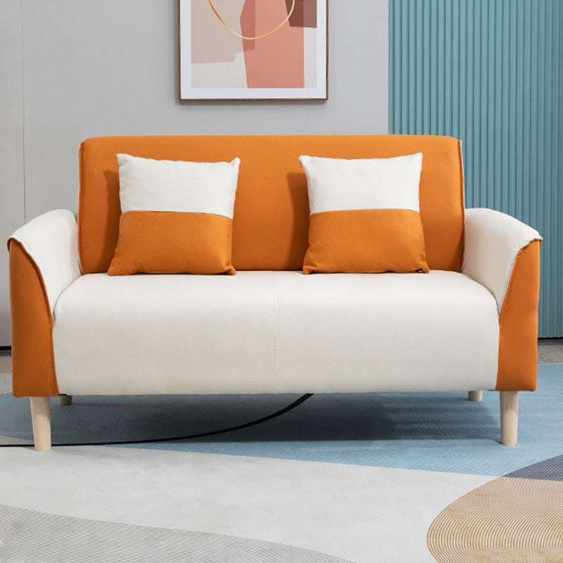 25.59" Wide Faux Leather Loveseat Scandinavian Flared Arm Sofa