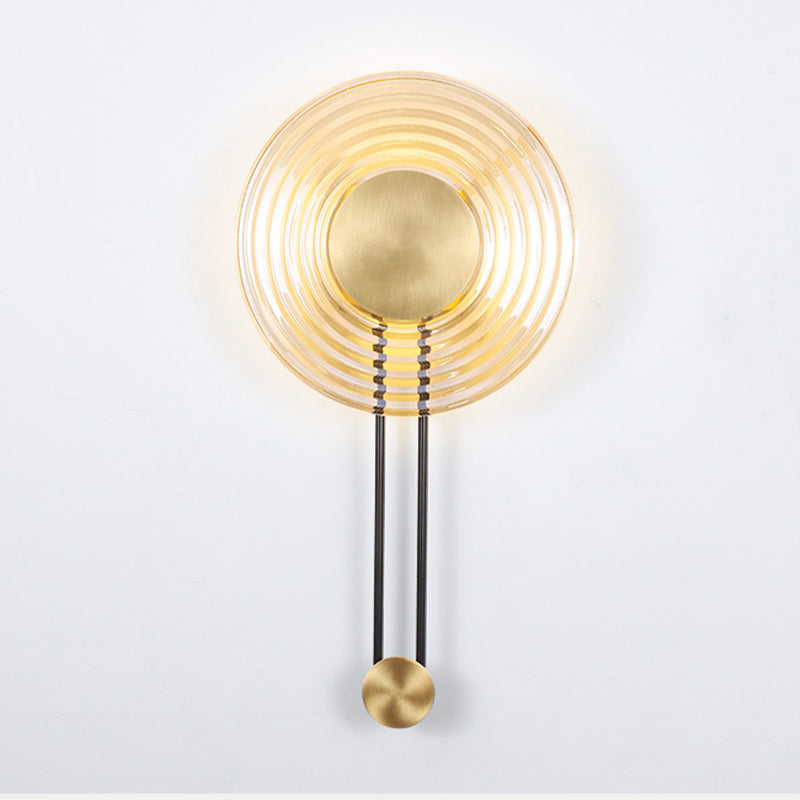 Single Modern Brass Wall Mounted Sconce LED Glass Wall Light for Living Room