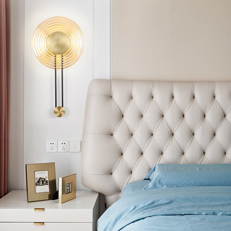 Single Modern Brass Wall Mounted Sconce LED Glass Wall Light for Living Room