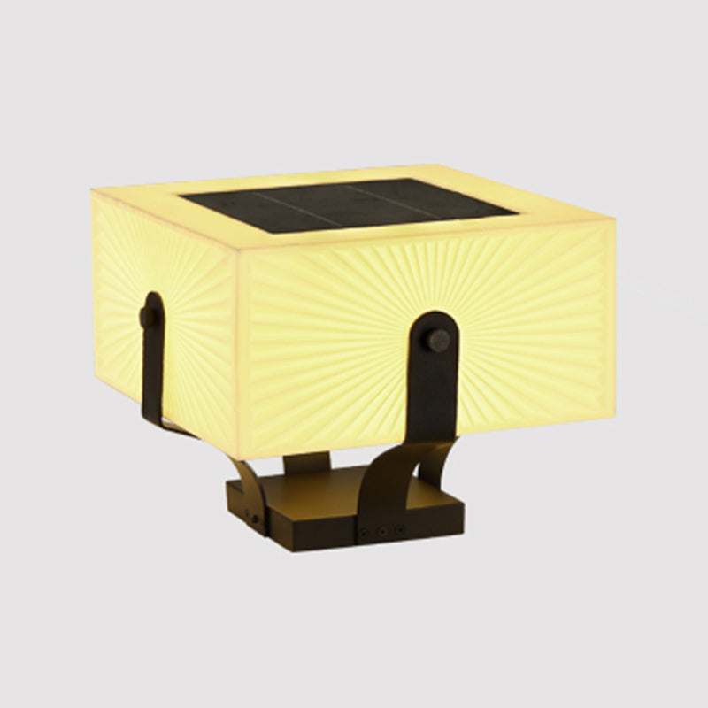 LED Solar Energy Pillar Lamp Stainless Steel Outdoor Light with Acrylic Shade for Garden