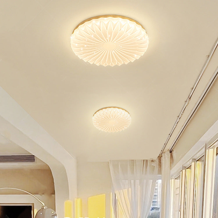 Modernism Beige Single Flush Mount Lighting Round LED Ceiling Light with Acrylic