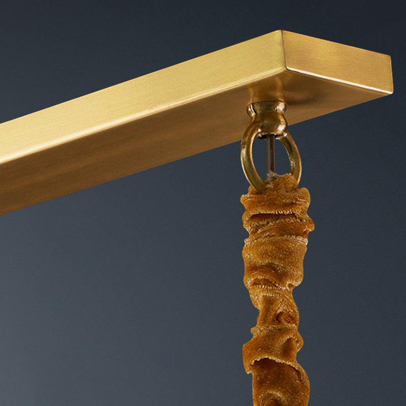 Modern Kitchen Island Light Brass & Crystal Pendant Ceiling in Gold & Clear