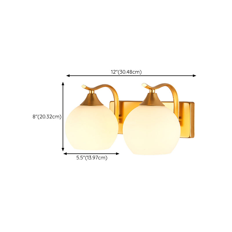 American Style Vanity Light Ball Shape Vanity Lamp with Glass Shade for Living Room