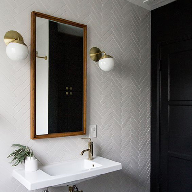 Ball Shape Glass Vanity Lamp Modern Style 1 Light Vanity Light Fixture