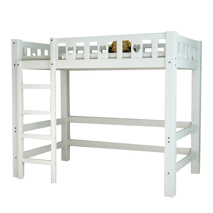 White Loft Bed Scandinavian Solid Wood High Loft Open-Frame Kids Bed