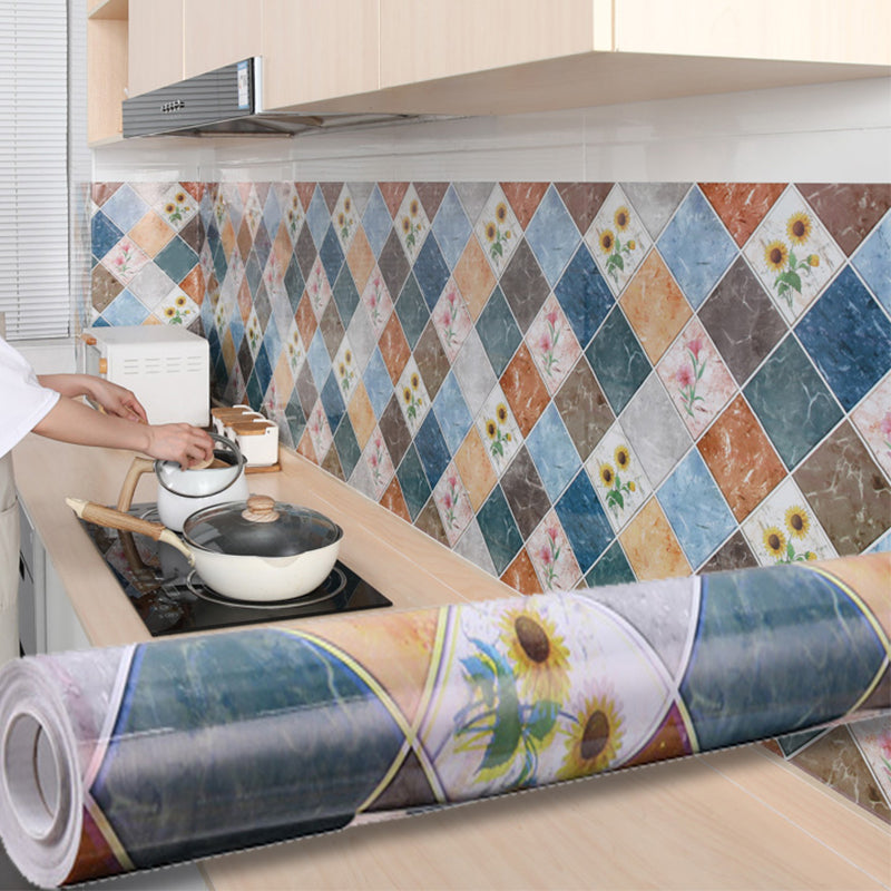 Modern Peel and Stick Backsplash Tile PVC Wallpaper for Floor and Wall