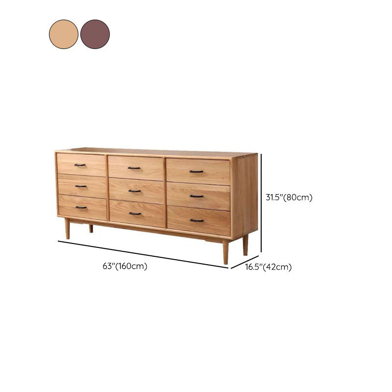 Modern Dresser Solid Wood Storage Chest Dresser with 9 Drawers