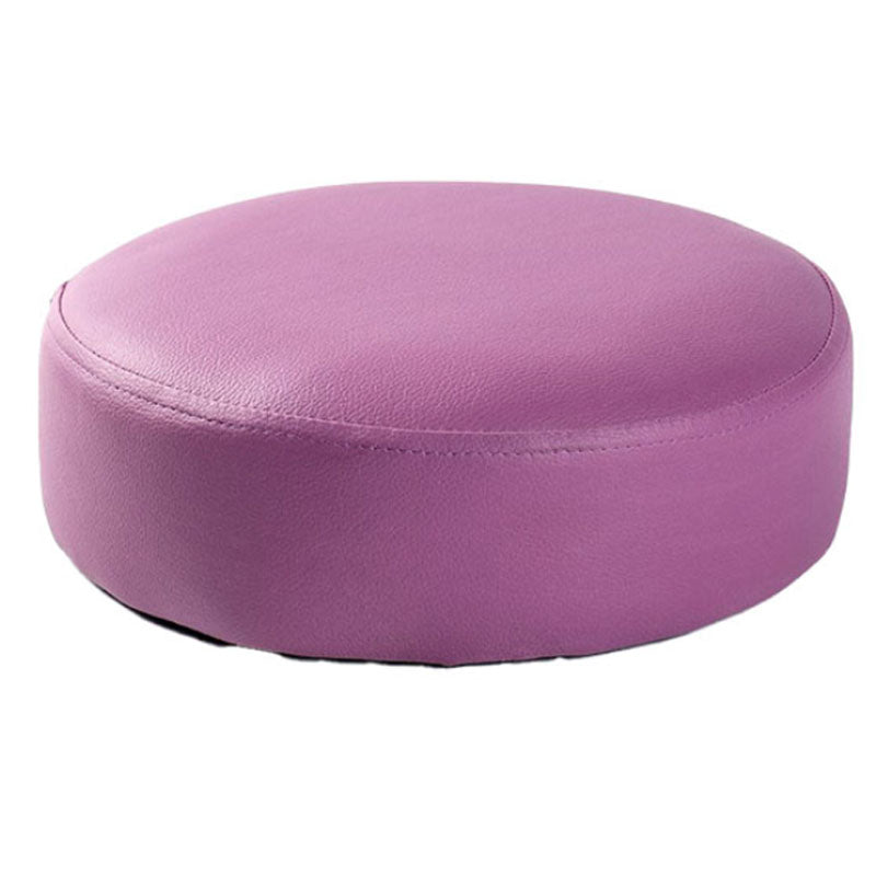 Modern Pouf Ottoman Faux Leather Upholstered Solid Color Round Ottoman with Wheels