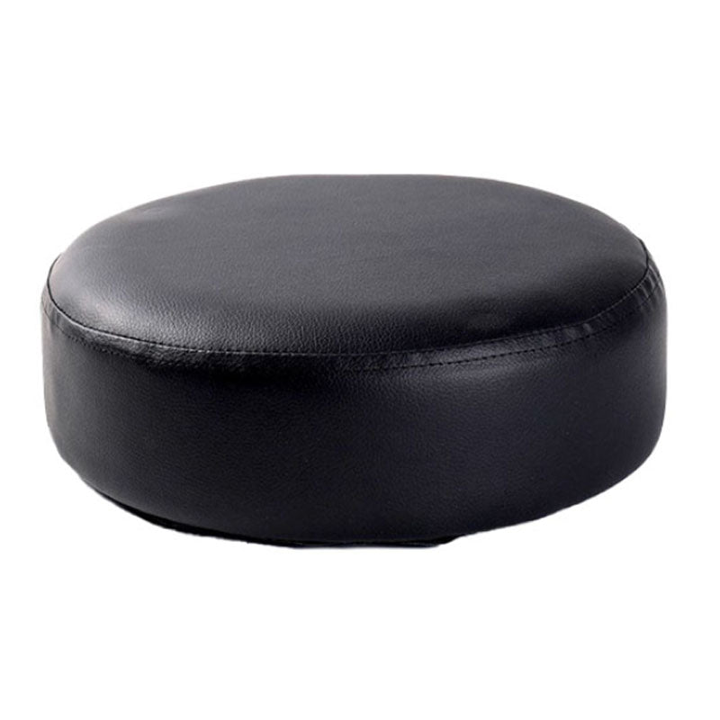 Modern Pouf Ottoman Faux Leather Upholstered Solid Color Round Ottoman with Wheels