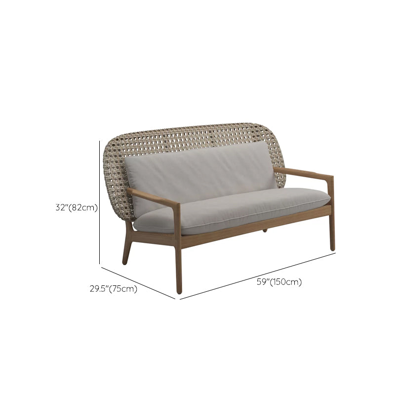 Solid Wood Outdoor Patio Contemporary Sofa Patio Sofa with Cushions