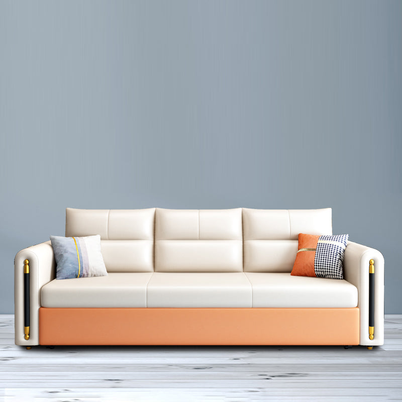 Faux Leather Convertible Sofas Glam Sleeper Sofa with Storage