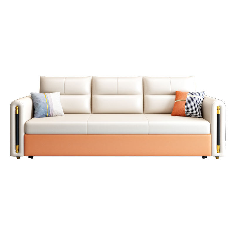 Faux Leather Convertible Sofas Glam Sleeper Sofa with Storage