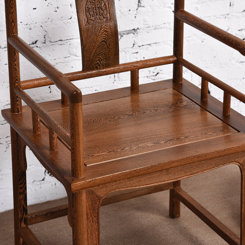 Traditional Style Dining Chair Solid Wood Slat Back Arm Chair for Home