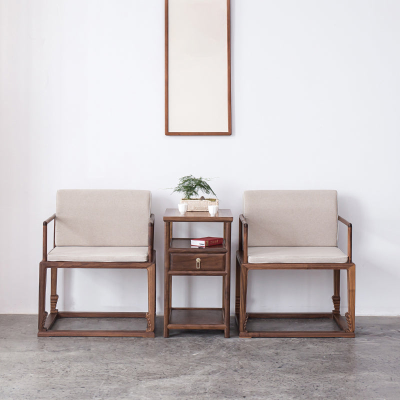 Traditional Style Dining Chair Wooden Open Back Arm Chair for Home
