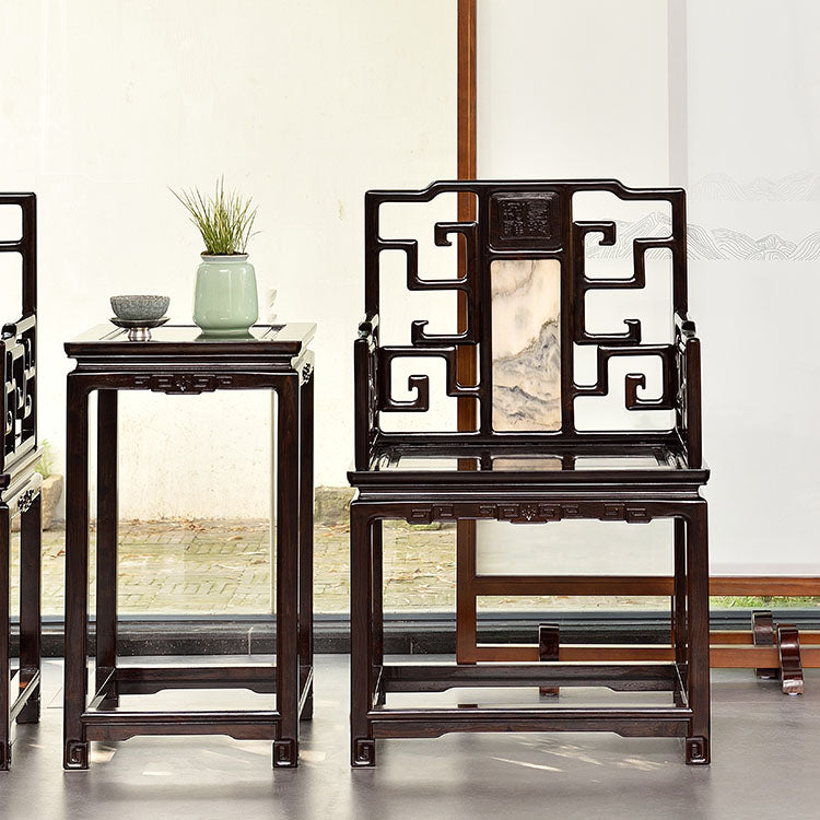 Indoor Deep Brown Dining Arm Chair Solid Wood Dining Chair for Home