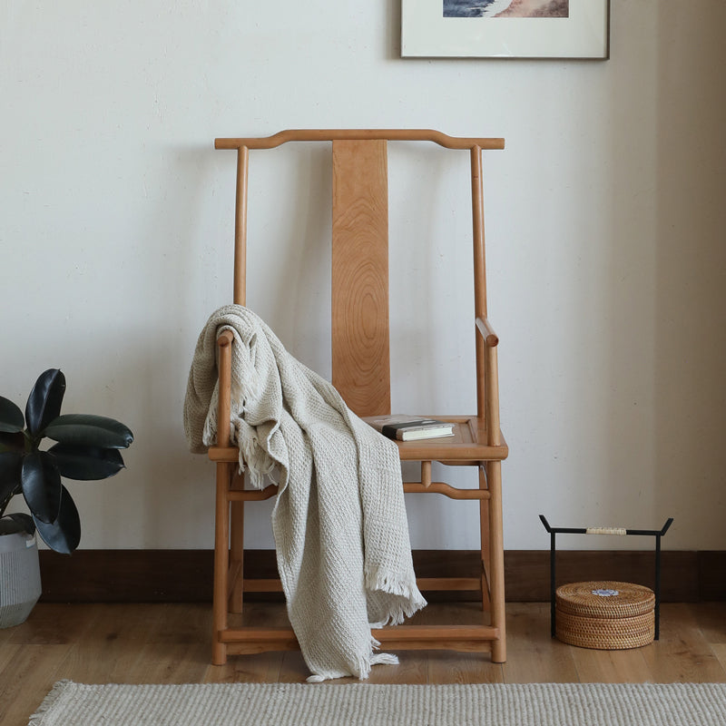 Solid Wood Dining Chair Traditional High Back Dining Chair with Cushion