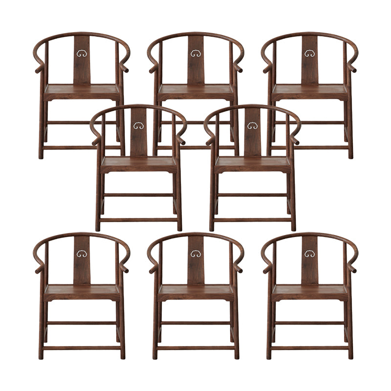 Traditional Kitchen Dining Chair Solid Wood Arm Chair with Cushion