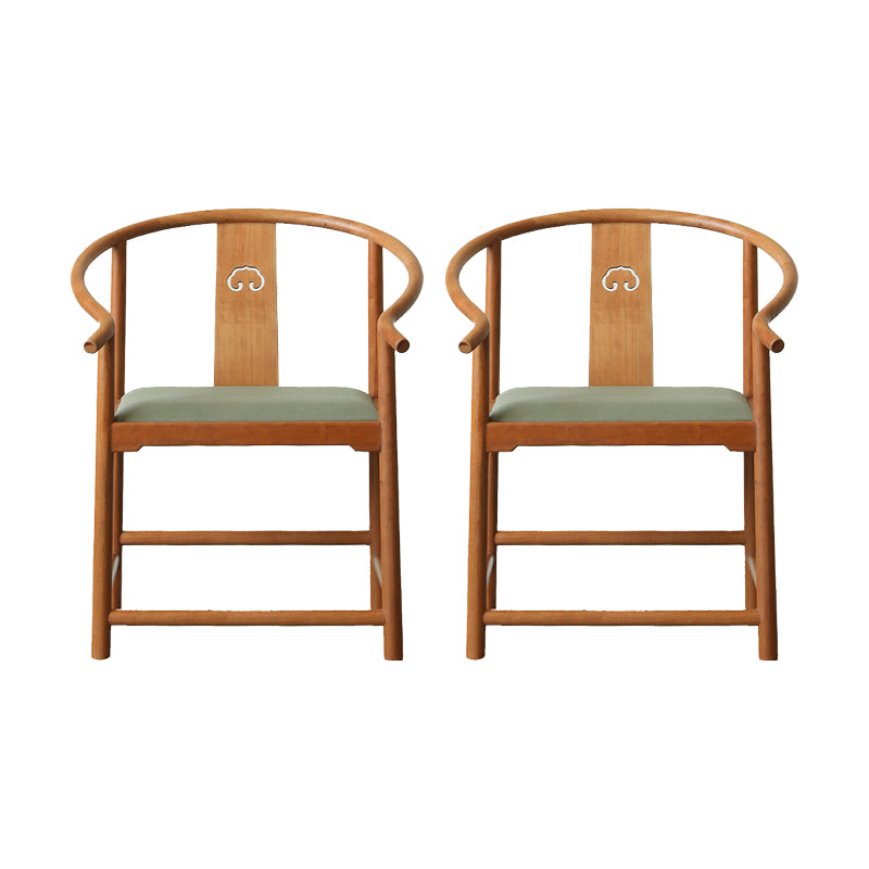 Traditional Kitchen Dining Chair Solid Wood Arm Chair with Cushion