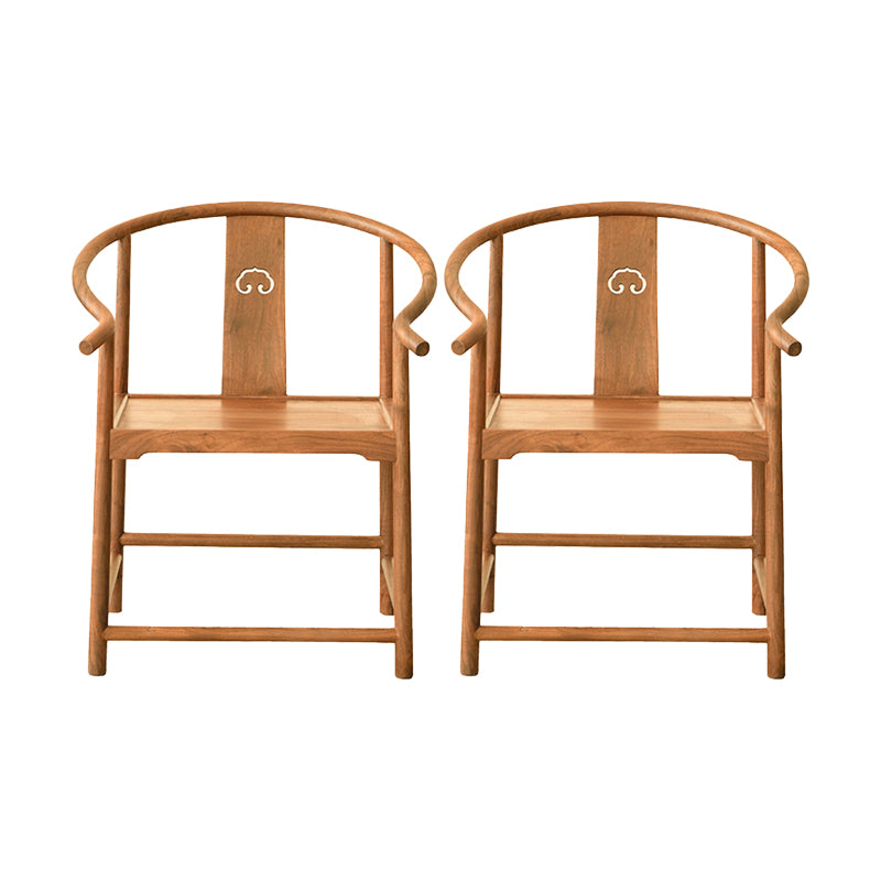 Traditional Kitchen Dining Chair Solid Wood Arm Chair with Cushion
