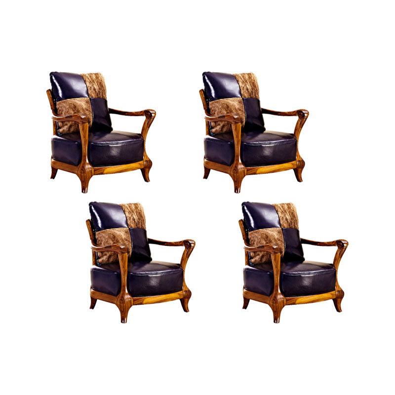 Solid Wood Frame Dining Arm Chair Leather Upholstered Arm Chair