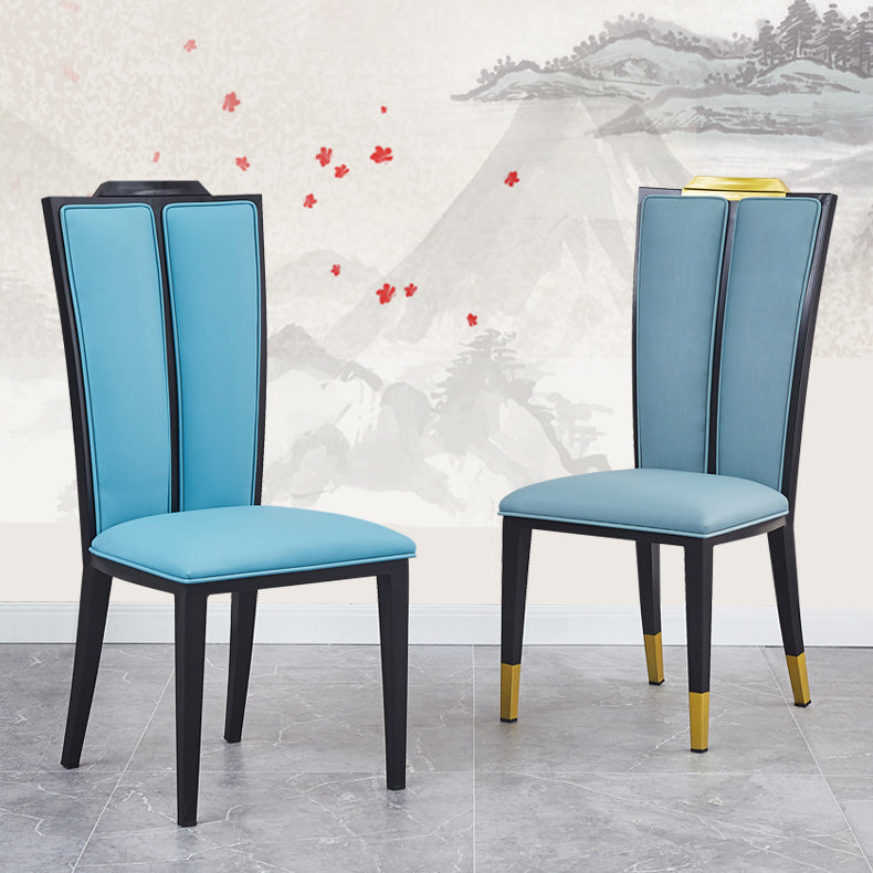 Faux Leather Dining Chairs Glam Style High Back Dining Chairs