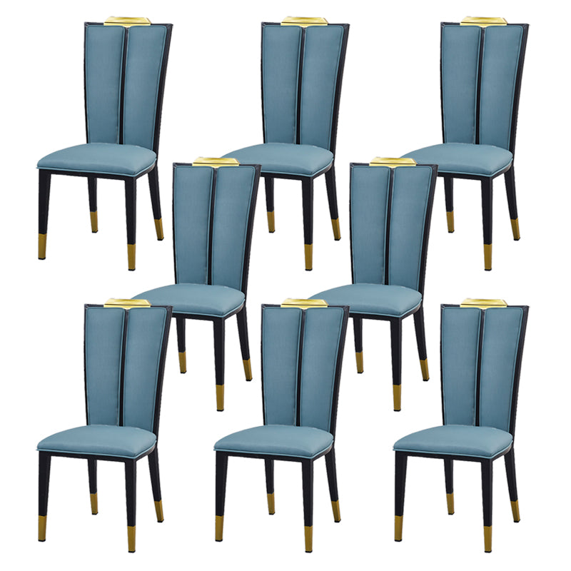 Faux Leather Dining Chairs Glam Style High Back Dining Chairs