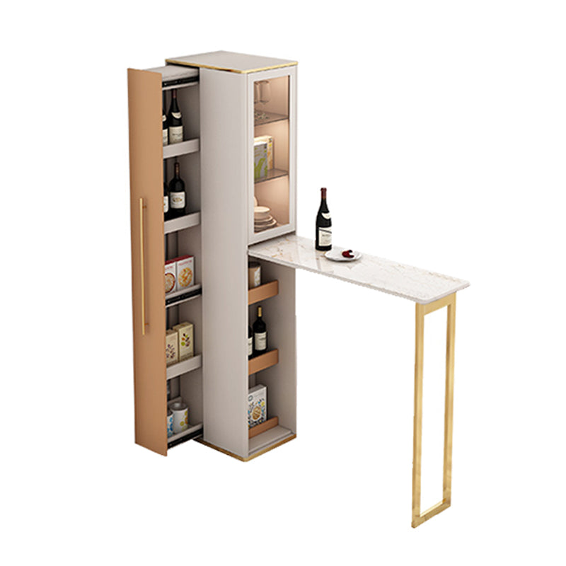 Folding Bar Pub Table Set 2/3 Pcs Storage Base Bar Table and Upholstered Stools