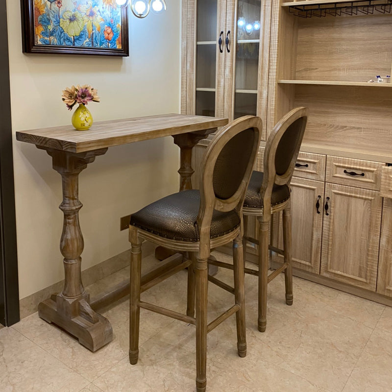 Rectangle Bar Pub Table Set 1/3/4 Pcs Antique Solid Wood Bar Table and Stools
