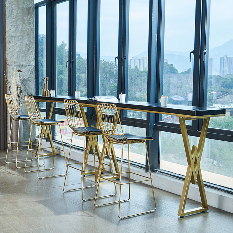 Modern Style Solid Wood Bar Table Set 1/2/5 Pcs Rectangular Pub Set for Indoor