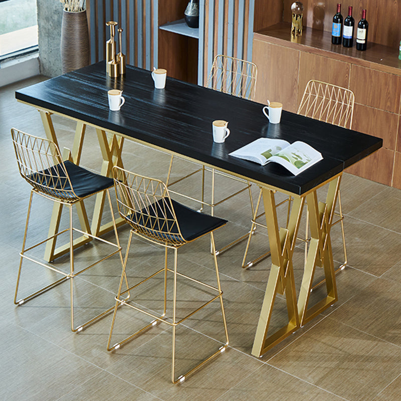 Modern Style Solid Wood Bar Table Set 1/2/5 Pcs Rectangular Pub Set for Indoor