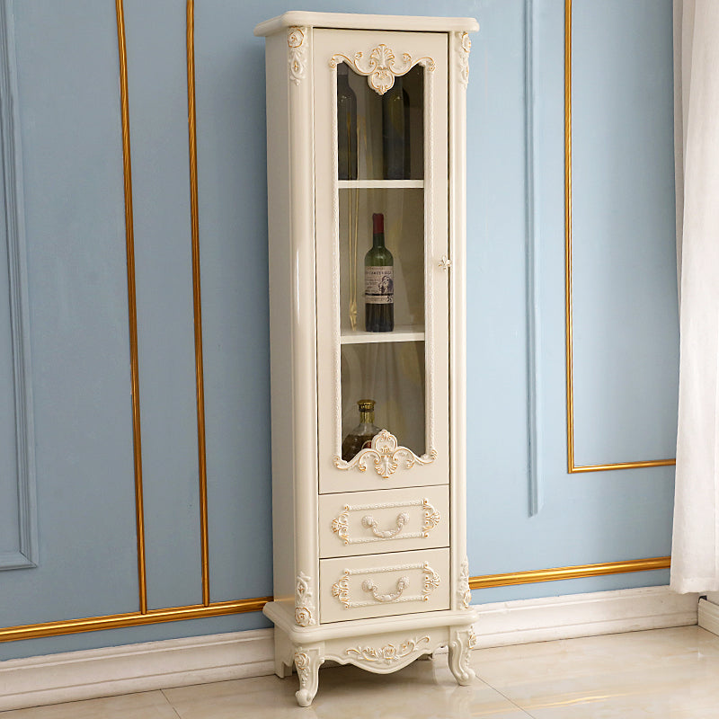 Traditional Display Stand Glass Doors Solid Wood Storage Cabinet for Dining Room