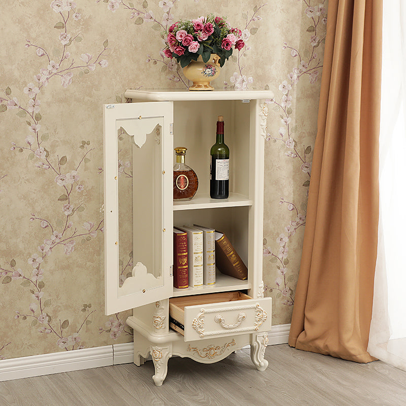 Traditional Display Stand Glass Doors Solid Wood Storage Cabinet for Dining Room