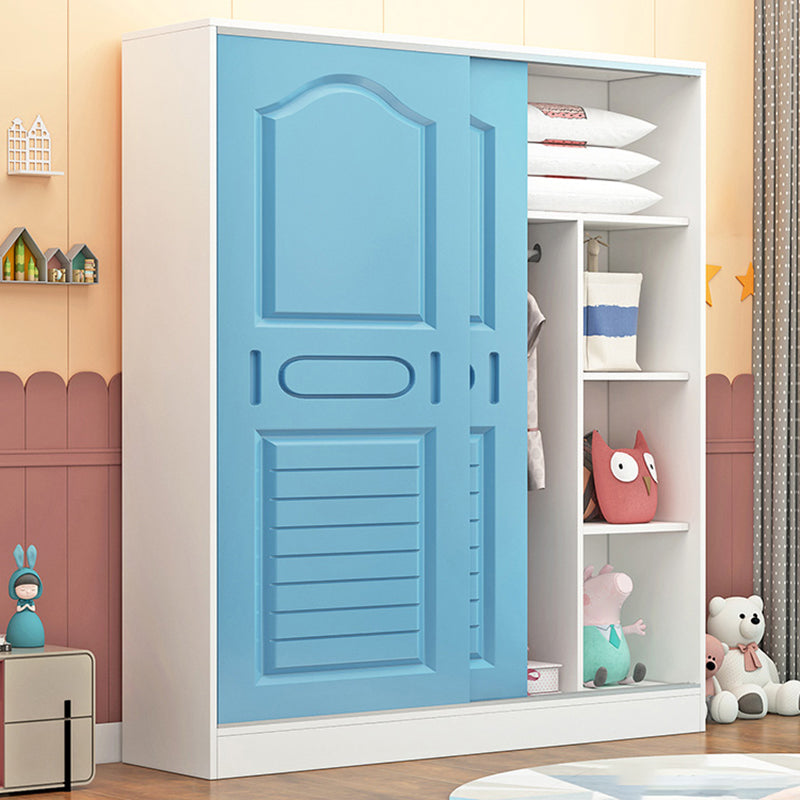 Wooden Wardrobe Armoire Contemporary Dress Up Unit with Doors
