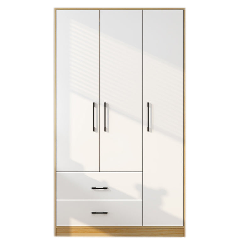 White Wooden Kids Closet High Gloss 2-Drawer Coat Locker with Sliding Barn Door