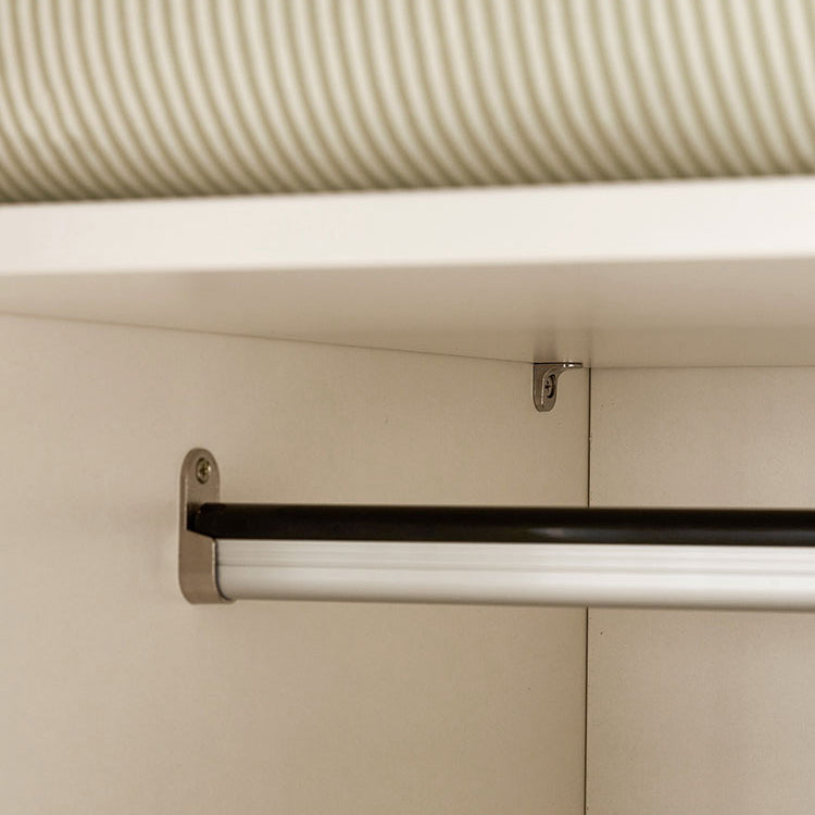 White Hanging Clothes Rack 3-Door Hanging Clothes Rack with Lower Storage Drawers