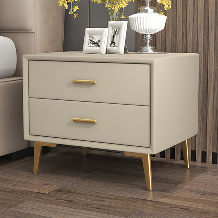 Modern Leather Nursery Nightstand 2 Drawers Children's Bedside Table