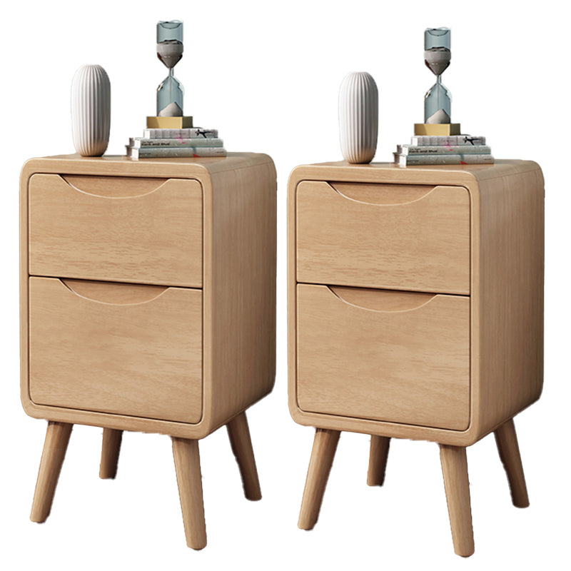 Solid Wood Kids Nightstand Table Oak Wooden Children's Bedside Table With Drawers