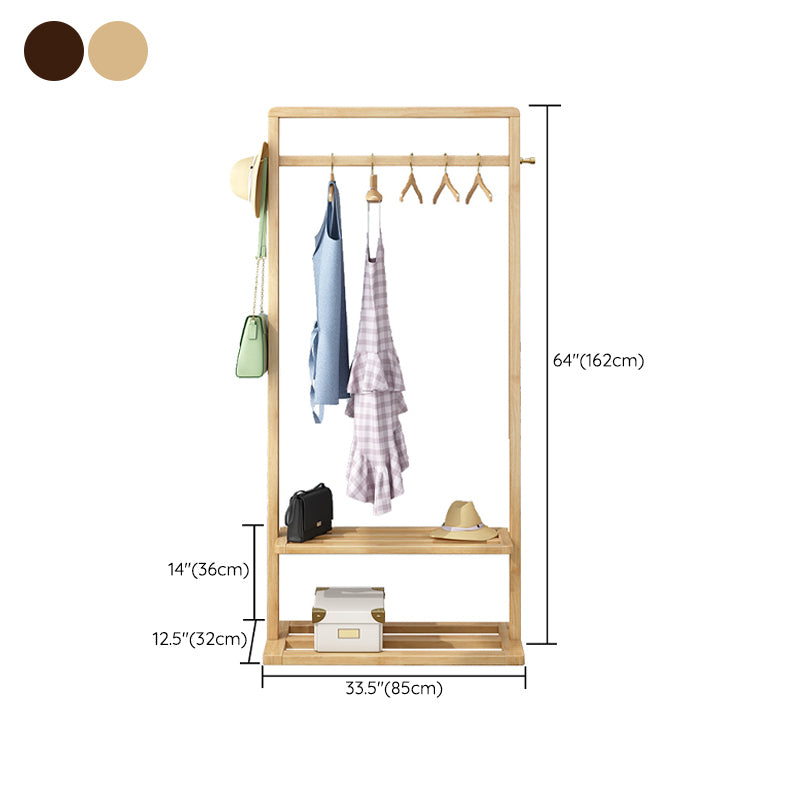 Contemporary Bedroom Wardrobe Solid Wood Shelves Storage Armoire for Home