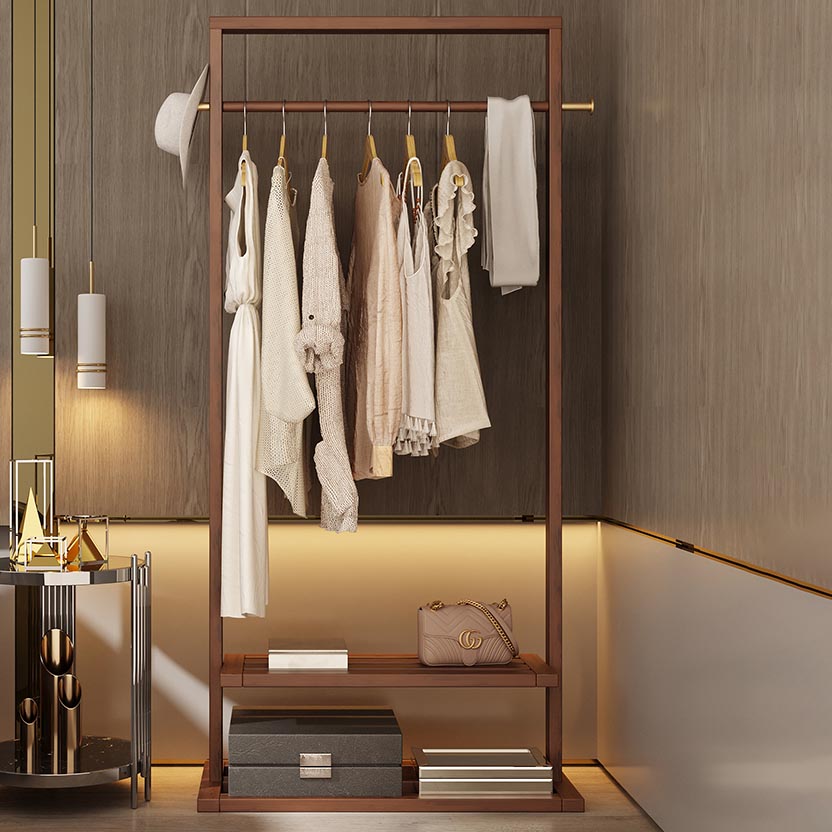 Contemporary Bedroom Armoire Solid Wood Storage Cabinet with Shelves