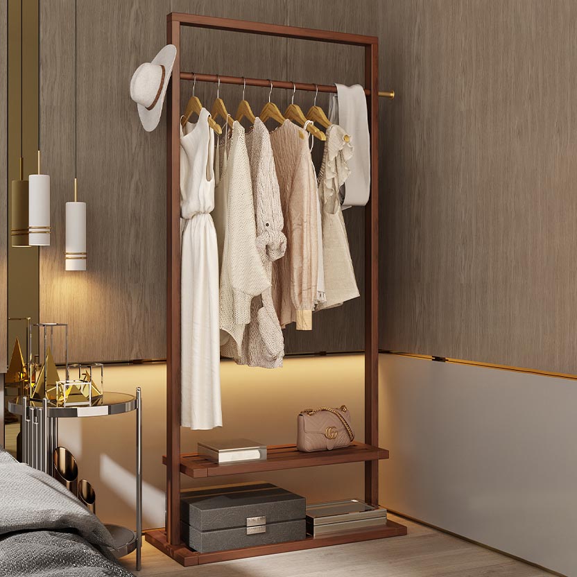 Contemporary Bedroom Armoire Solid Wood Storage Cabinet with Shelves